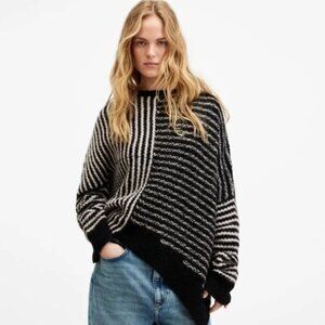 All Saints - Selina Asymmetric Striped Sweater, M